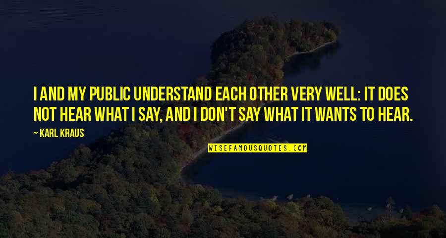 Giving It Your Best Shot Quotes By Karl Kraus: I and my public understand each other very