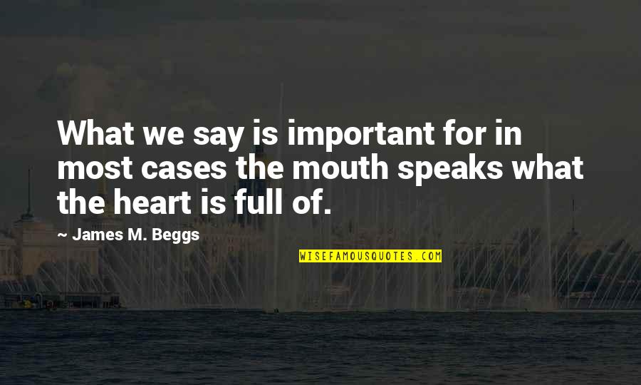 Giving Less Importance Quotes By James M. Beggs: What we say is important for in most