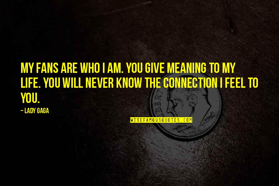 Giving Life Meaning Quotes By Lady Gaga: My fans are who I am. You give Giving Life Meaning Quotes By Lady Gaga: My fans are who I am. You give