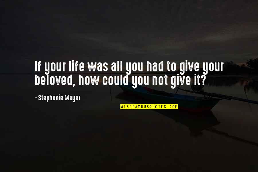 Giving Life Your All Quotes By Stephenie Meyer: If your life was all you had to