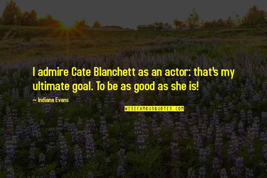 Giving Love Time Quotes By Indiana Evans: I admire Cate Blanchett as an actor: that's