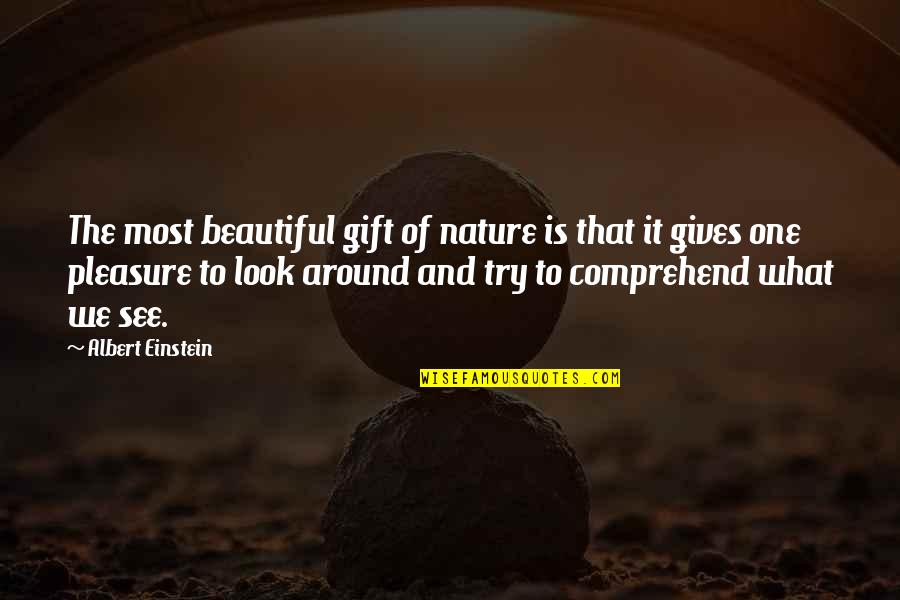 Giving Pleasure Quotes By Albert Einstein: The most beautiful gift of nature is that