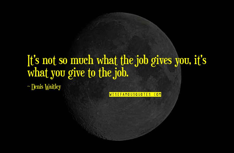Giving To Much Quotes By Denis Waitley: It's not so much what the job gives