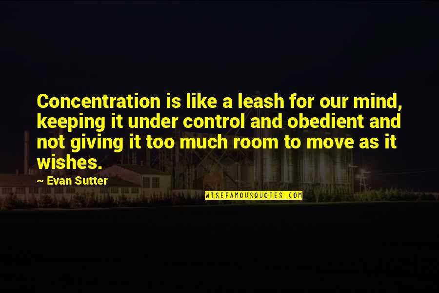 Giving To Much Quotes By Evan Sutter: Concentration is like a leash for our mind,