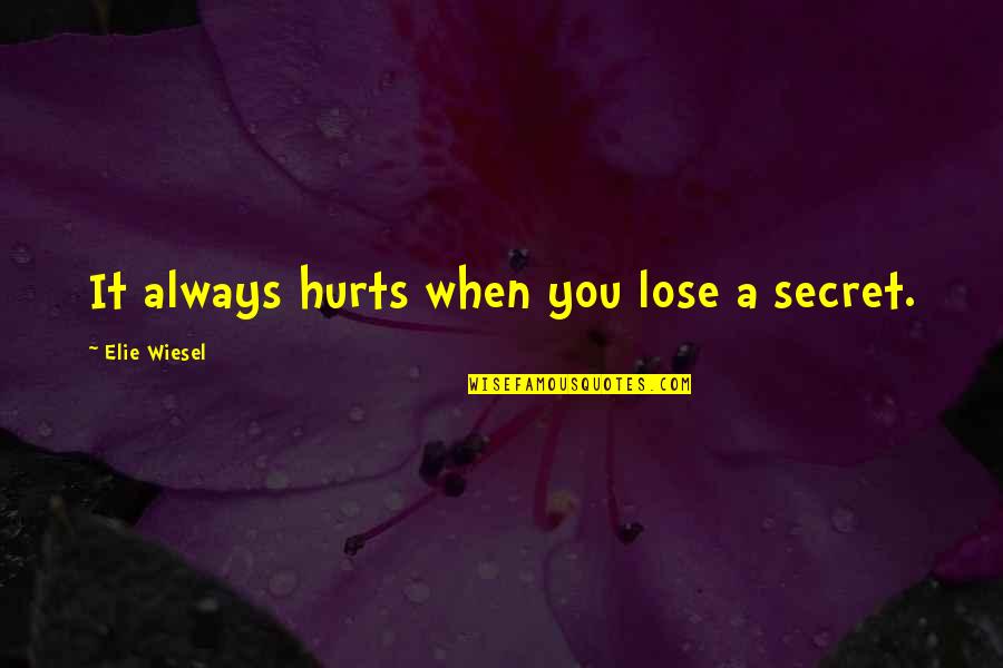 Giving To Others In Need Quotes By Elie Wiesel: It always hurts when you lose a secret.