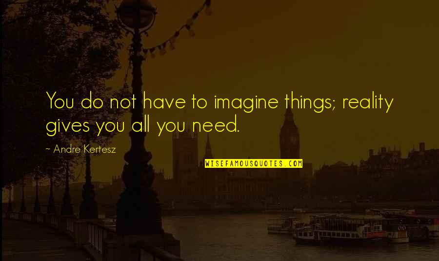 Giving To Those In Need Quotes By Andre Kertesz: You do not have to imagine things; reality