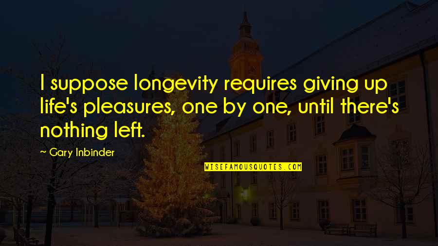 Giving Up Life Quotes By Gary Inbinder: I suppose longevity requires giving up life's pleasures,