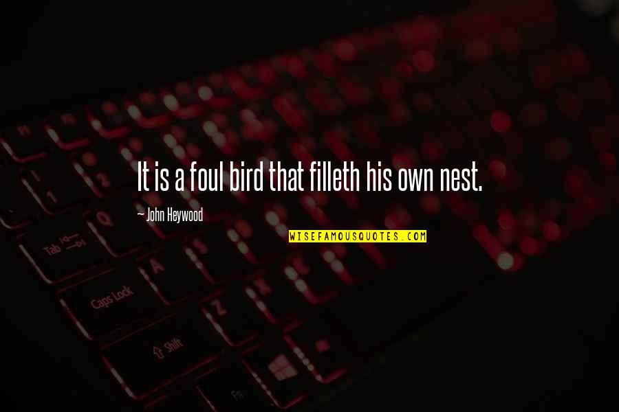 Gjerald Quotes By John Heywood: It is a foul bird that filleth his Gjerald Quotes By John Heywood: It is a foul bird that filleth his