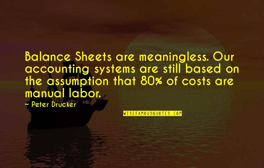 Gjreggie Quotes By Peter Drucker: Balance Sheets are meaningless. Our accounting systems are