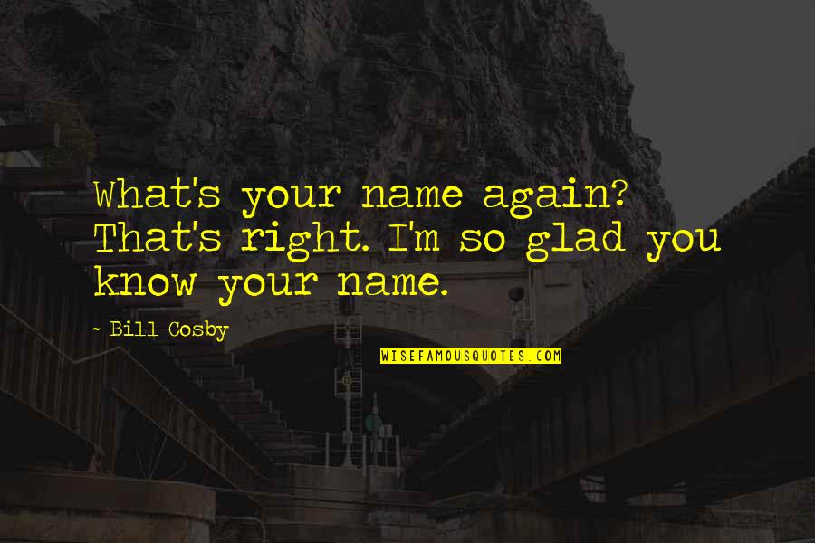 Glad To Know You Quotes By Bill Cosby: What's your name again? That's right. I'm so