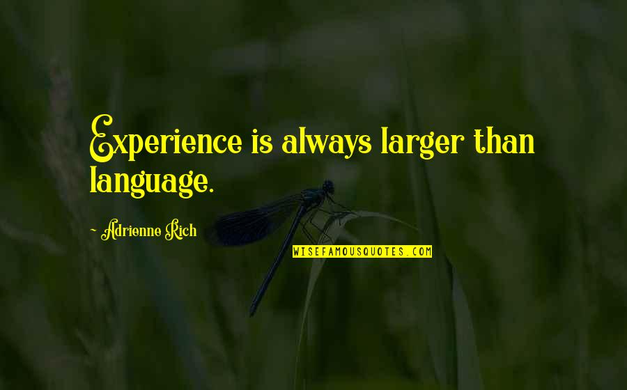 Glad You Are Back In My Life Quotes By Adrienne Rich: Experience is always larger than language.