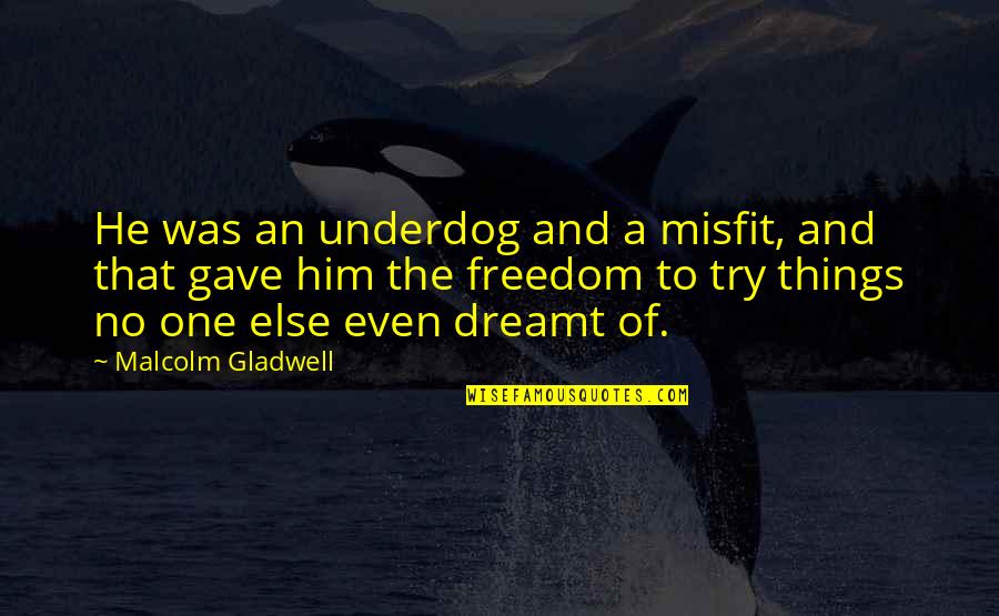 Gladwell Malcolm Quotes By Malcolm Gladwell: He was an underdog and a misfit, and