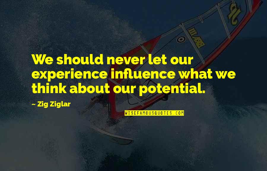 Glass Full Of Water Quotes By Zig Ziglar: We should never let our experience influence what