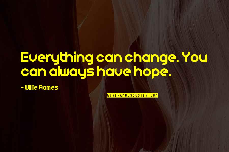 Glass Slipper Quotes By Willie Aames: Everything can change. You can always have hope.