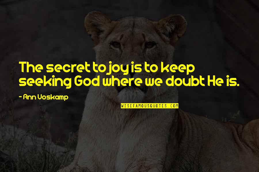Glatzmaier Ucsc Quotes By Ann Voskamp: The secret to joy is to keep seeking