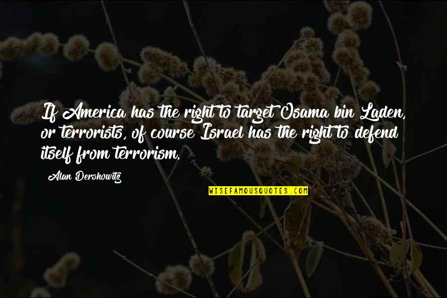 Gleaned Or Gleamed Quotes By Alan Dershowitz: If America has the right to target Osama