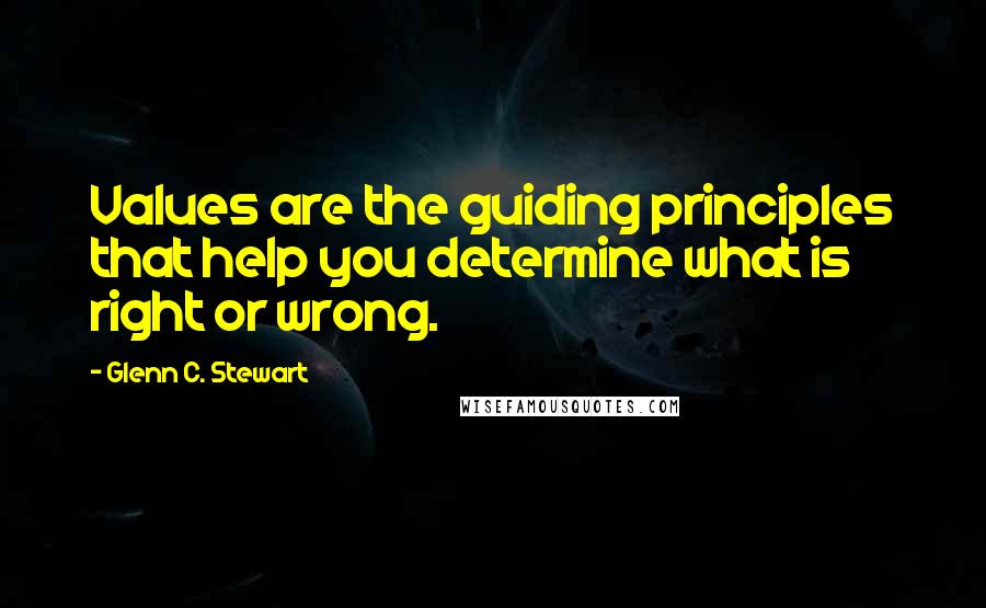 Glenn C. Stewart quotes: Values are the guiding principles that help you determine what is right or wrong.