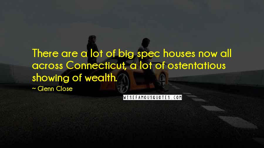 Glenn Close quotes: There are a lot of big spec houses now all across Connecticut, a lot of ostentatious showing of wealth. Glenn Close quotes: There are a lot of big spec houses now all across Connecticut, a lot of ostentatious showing of wealth.