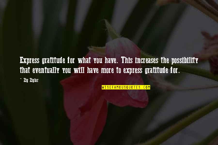 Glenn Milstead Quotes By Zig Ziglar: Express gratitude for what you have. This increases
