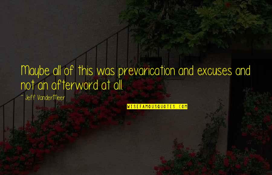 Glessner Stephen Quotes By Jeff VanderMeer: Maybe all of this was prevarication and excuses