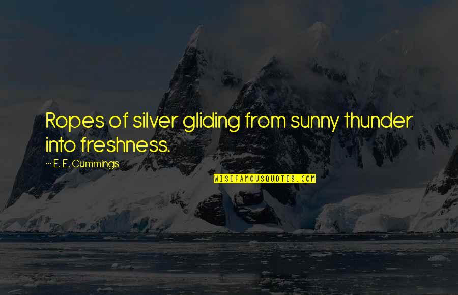 Gliding Quotes By E. E. Cummings: Ropes of silver gliding from sunny thunder into