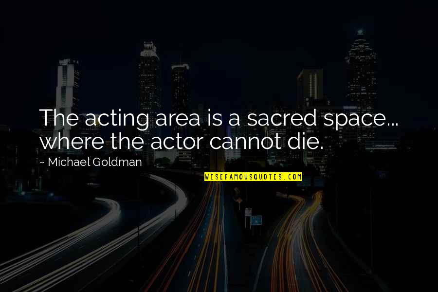 Glimmer Man Quotes By Michael Goldman: The acting area is a sacred space... where