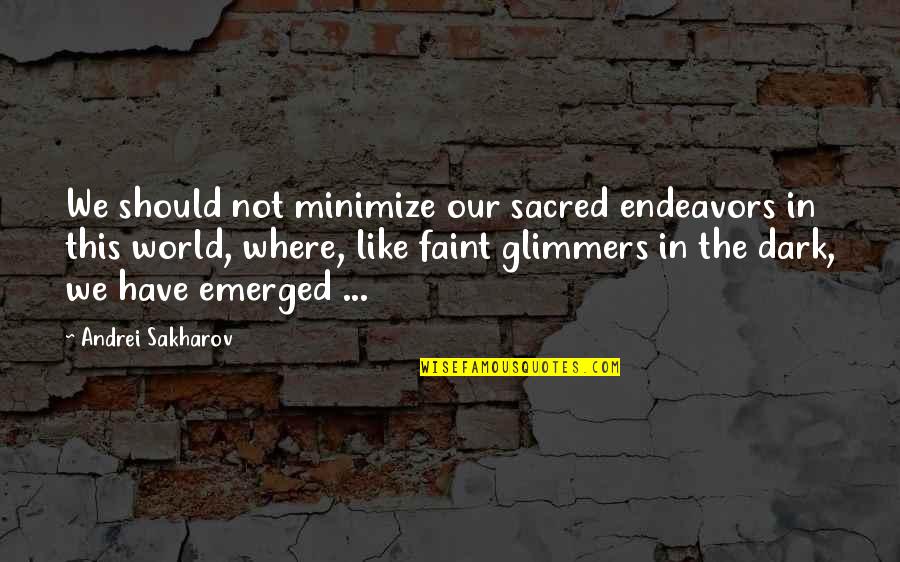 Glimmers Quotes By Andrei Sakharov: We should not minimize our sacred endeavors in