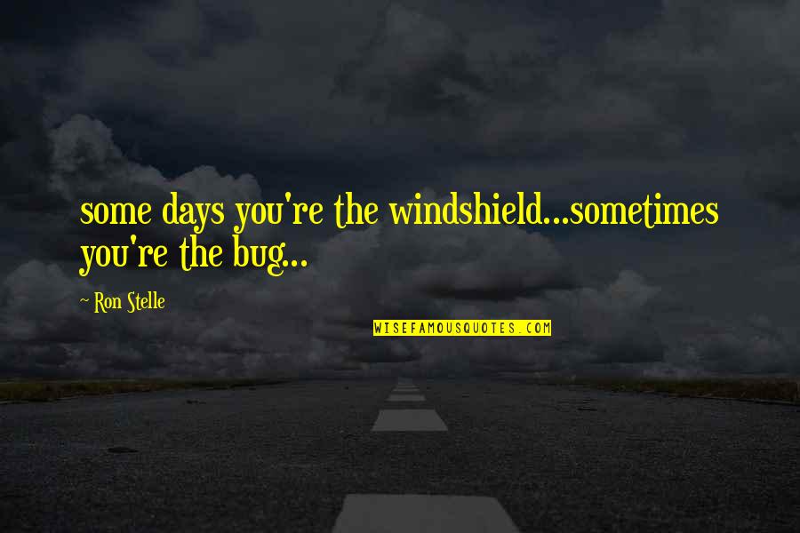 Gliomas Symptoms Quotes By Ron Stelle: some days you're the windshield...sometimes you're the bug...