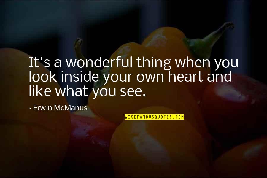 Glitter And Gold Quotes By Erwin McManus: It's a wonderful thing when you look inside