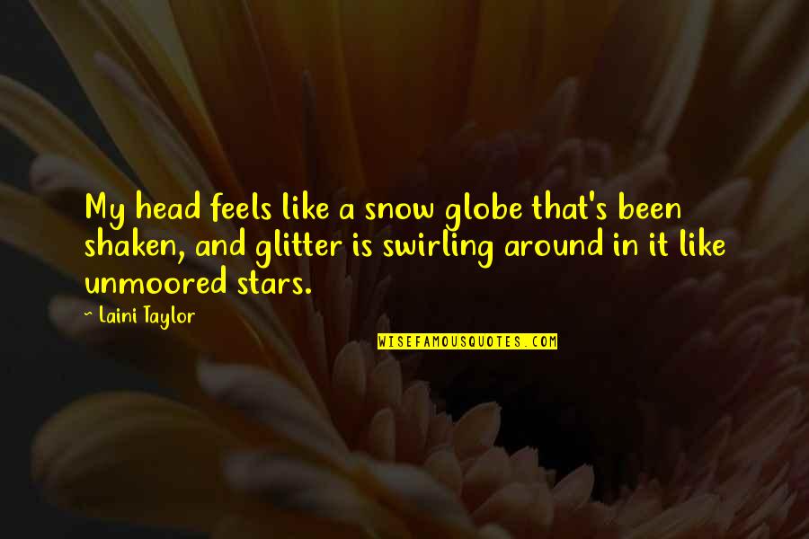 Glitter Quotes By Laini Taylor: My head feels like a snow globe that's