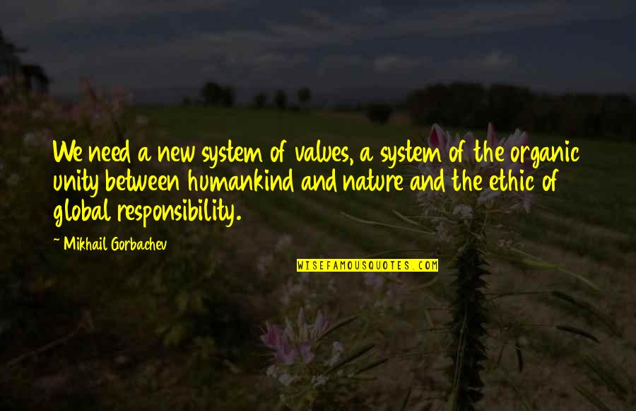 Global Responsibility Quotes By Mikhail Gorbachev: We need a new system of values, a