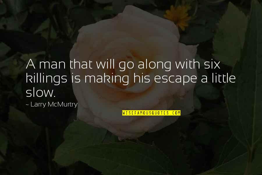 Globant Quotes By Larry McMurtry: A man that will go along with six