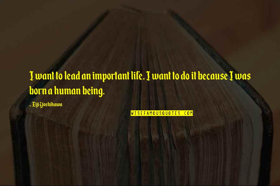Globbing Armenia Quotes By Eiji Yoshikawa: I want to lead an important life. I Globbing Armenia Quotes By Eiji Yoshikawa: I want to lead an important life. I