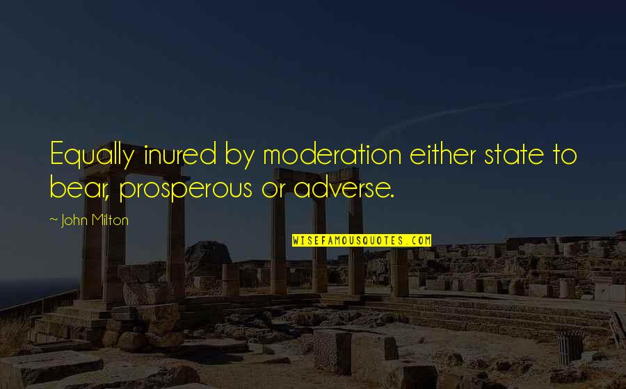 Globulin Quotes By John Milton: Equally inured by moderation either state to bear,