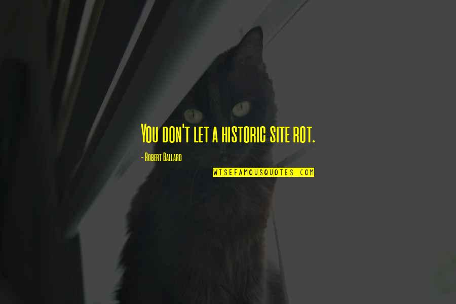 Glomy Quotes By Robert Ballard: You don't let a historic site rot.