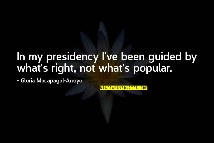 Gloria Macapagal Arroyo Quotes By Gloria Macapagal-Arroyo: In my presidency I've been guided by what's
