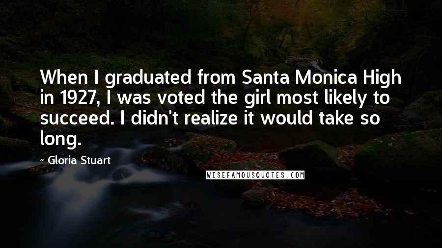 Gloria Stuart quotes: When I graduated from Santa Monica High in 1927, I was voted the girl most likely to succeed. I didn't realize it would take so long.