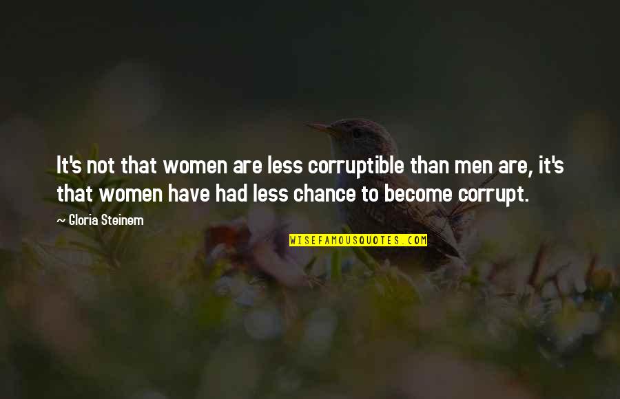 Gloria's Quotes By Gloria Steinem: It's not that women are less corruptible than