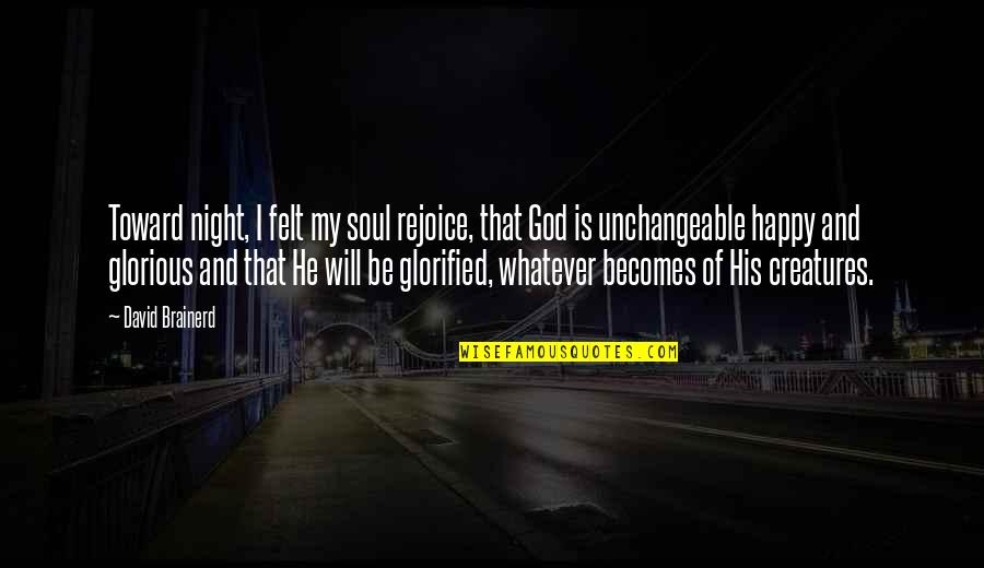 Glorified God Quotes By David Brainerd: Toward night, I felt my soul rejoice, that