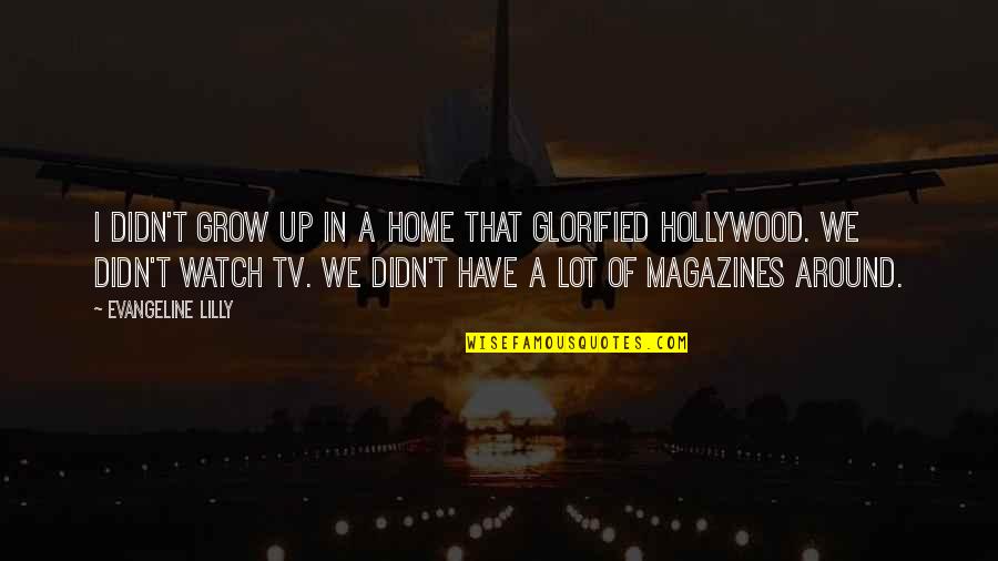 Glorified Quotes By Evangeline Lilly: I didn't grow up in a home that Glorified Quotes By Evangeline Lilly: I didn't grow up in a home that