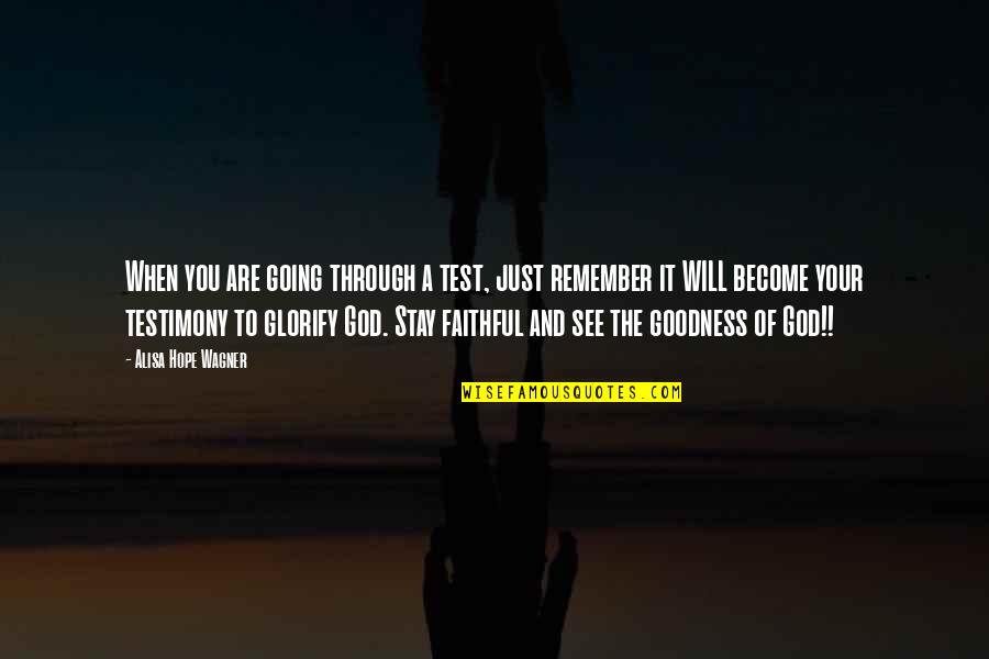 Glorify God Quotes By Alisa Hope Wagner: When you are going through a test, just Glorify God Quotes By Alisa Hope Wagner: When you are going through a test, just
