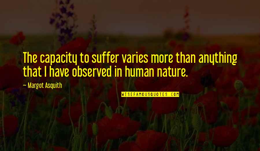 Glorious Sunset Quotes By Margot Asquith: The capacity to suffer varies more than anything