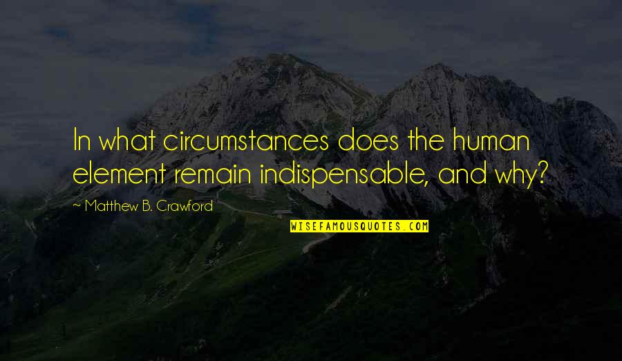 Glory Saturday Quotes By Matthew B. Crawford: In what circumstances does the human element remain