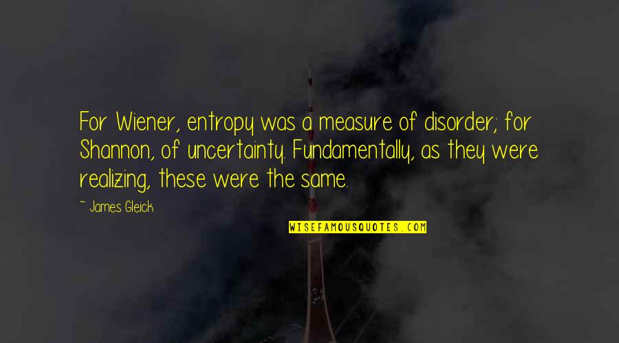 Glory Thesaurus Quotes By James Gleick: For Wiener, entropy was a measure of disorder; Glory Thesaurus Quotes By James Gleick: For Wiener, entropy was a measure of disorder;