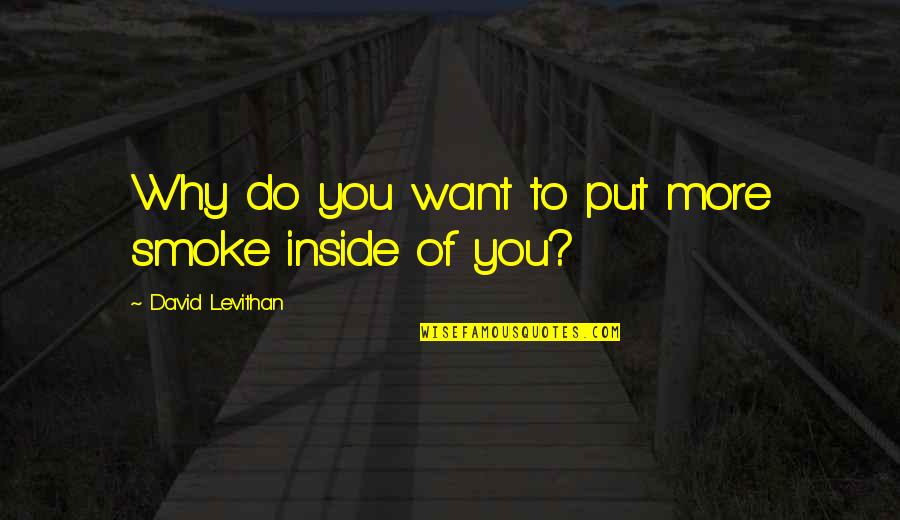 Glow Sticks Quotes By David Levithan: Why do you want to put more smoke