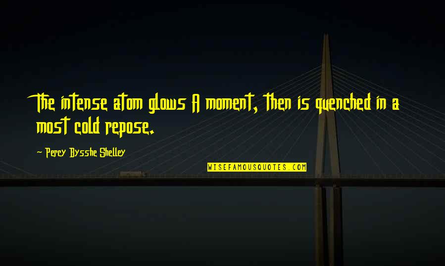 Glows Quotes By Percy Bysshe Shelley: The intense atom glows A moment, then is