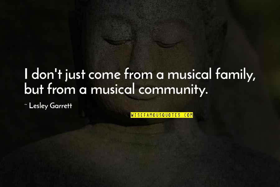Glowstones Quotes By Lesley Garrett: I don't just come from a musical family,