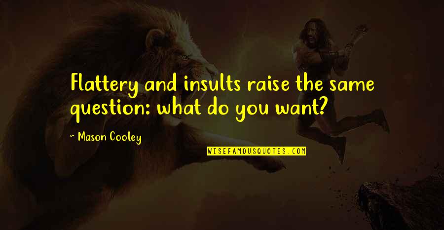 Glowworm Grotto Quotes By Mason Cooley: Flattery and insults raise the same question: what