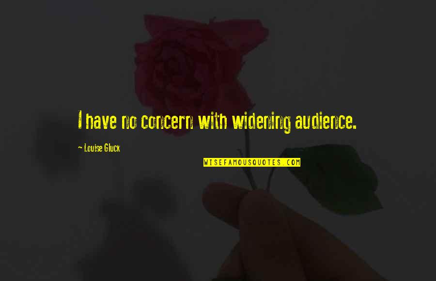 Gluck Quotes By Louise Gluck: I have no concern with widening audience.