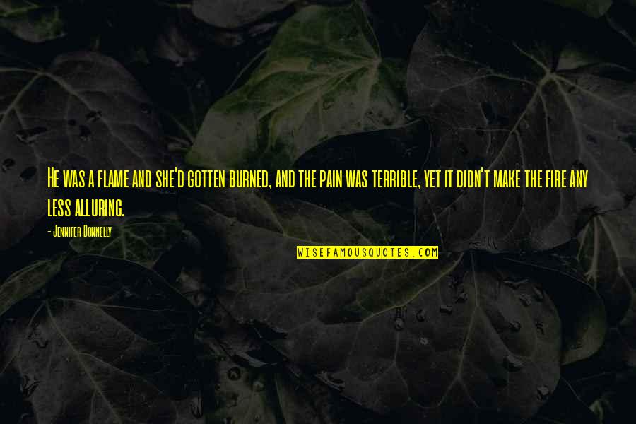 Glueck Quotes By Jennifer Donnelly: He was a flame and she'd gotten burned,